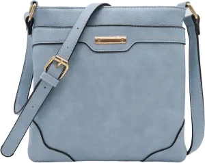Medium Size Solid Modern Classic Crossbody Bag with Gold Plate