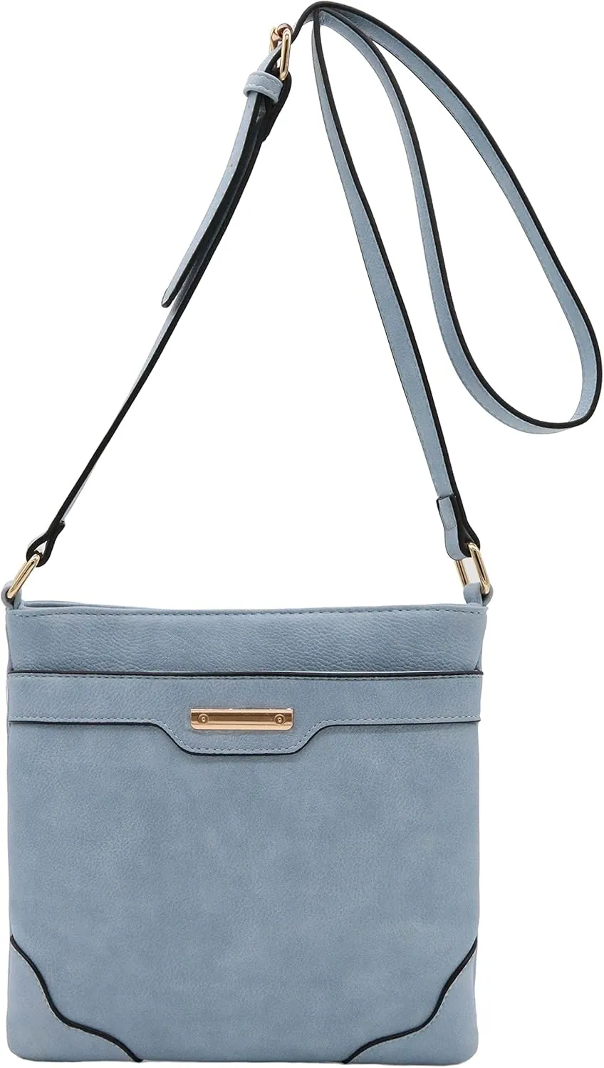 Medium Size Solid Modern Classic Crossbody Bag with Gold Plate