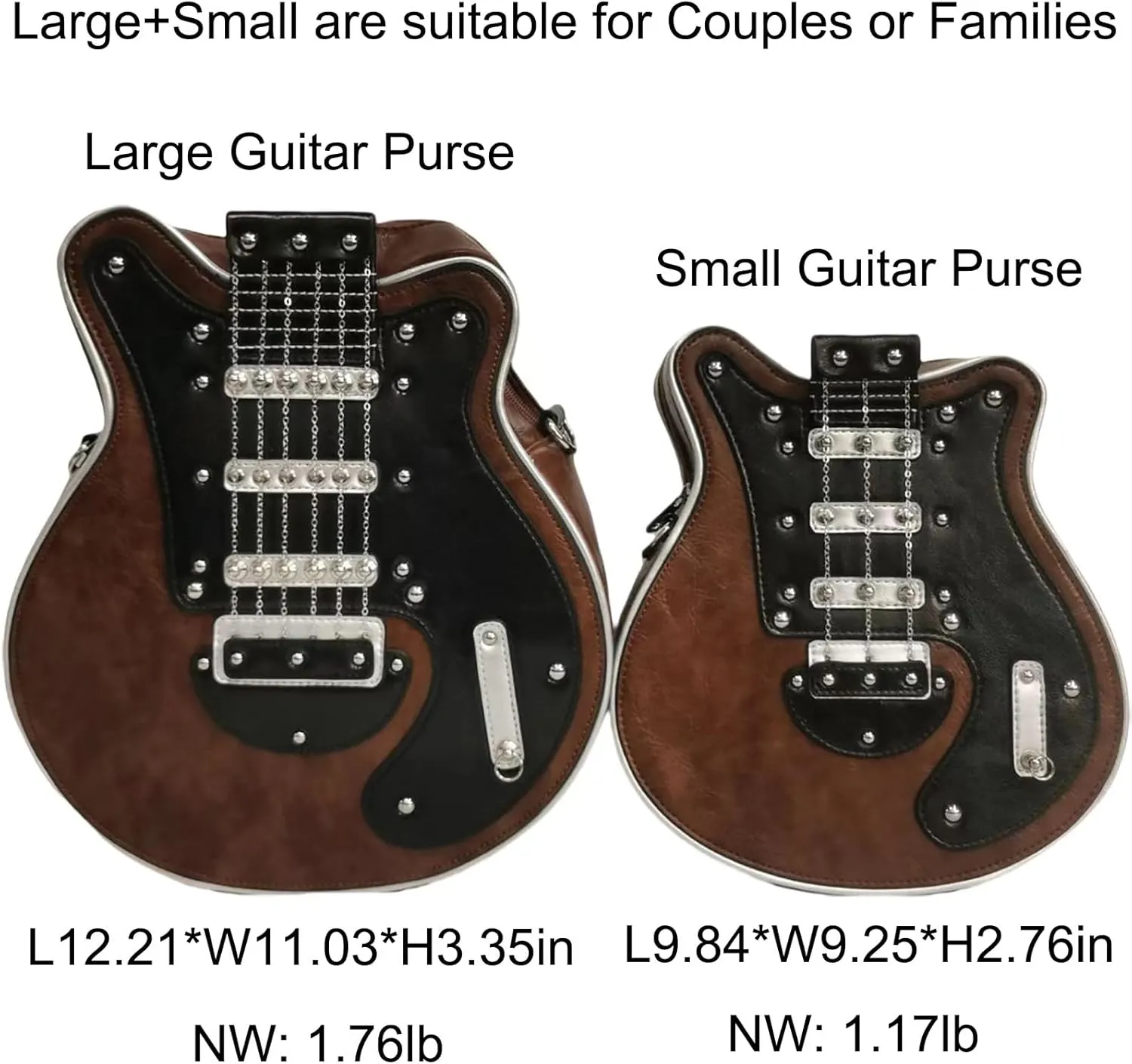 Men and Women Guitar Shaped Crossbody Shoulder Bag PU Leather Unique Novelty Guitar Purse
