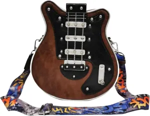Men and Women Guitar Shaped Crossbody Shoulder Bag PU Leather Unique Novelty Guitar Purse