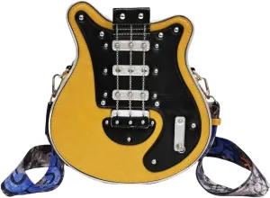 Men and Women Music Guitar Shaped Crossbody Shoulder Bag PU Leather Unique Novelty Guitar Purse