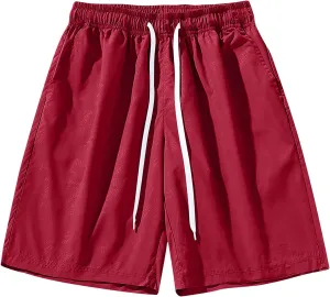 Men's Athletic Shorts Summer Lounge Drawstring Vacation Beach Pants Fashion Loose Elastic Waist Pants with Pockets