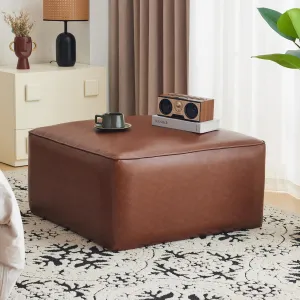 Merax 30" Modern Sofa PU Ottoman Foot Rest Faux Leather Multifunctional Extra Seat, Side Table, Accent Piece Footstool for Living Room Bedroom