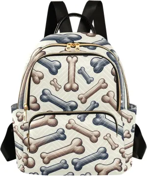 Mini Backpack Purse for Women, Bone Dog Pattern Travel Bag Casual Daypack Shoulder Bag
