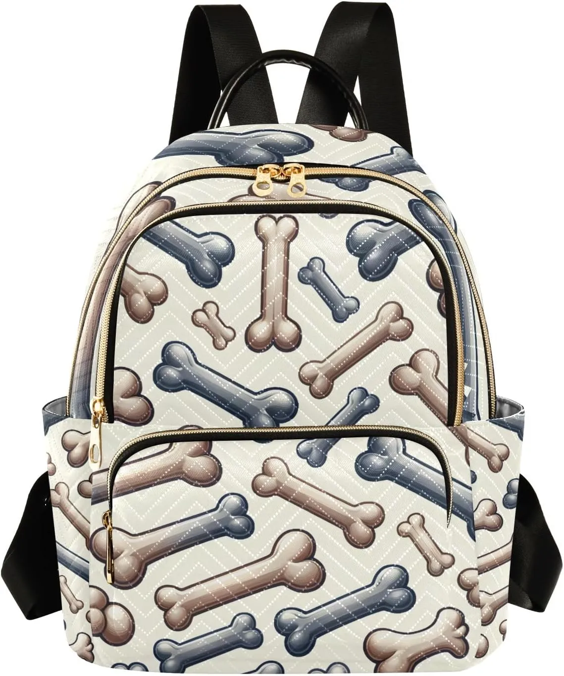 Mini Backpack Purse for Women, Bone Dog Pattern Travel Bag Casual Daypack Shoulder Bag