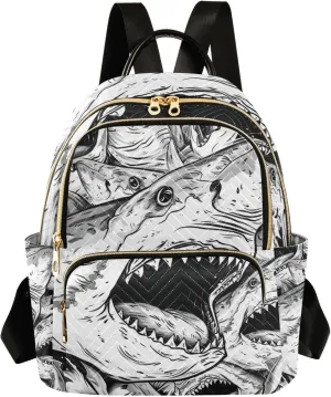 Mini Backpack Purse for Women, Colorless Shark Travel Bag Casual Daypack Shoulder Bag