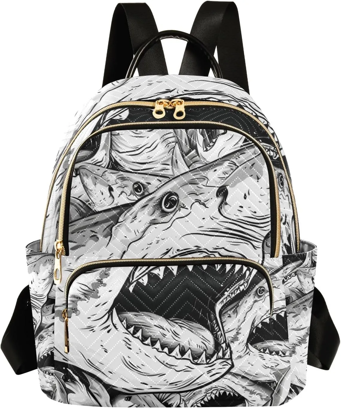 Mini Backpack Purse for Women, Colorless Shark Travel Bag Casual Daypack Shoulder Bag