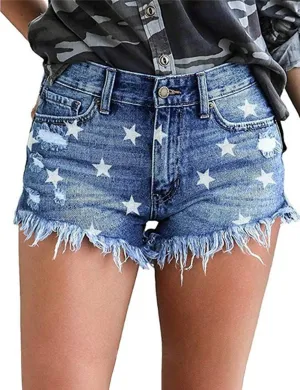 MODARANI Women's Cut Off Denim Jean Shorts Ripped Distressed