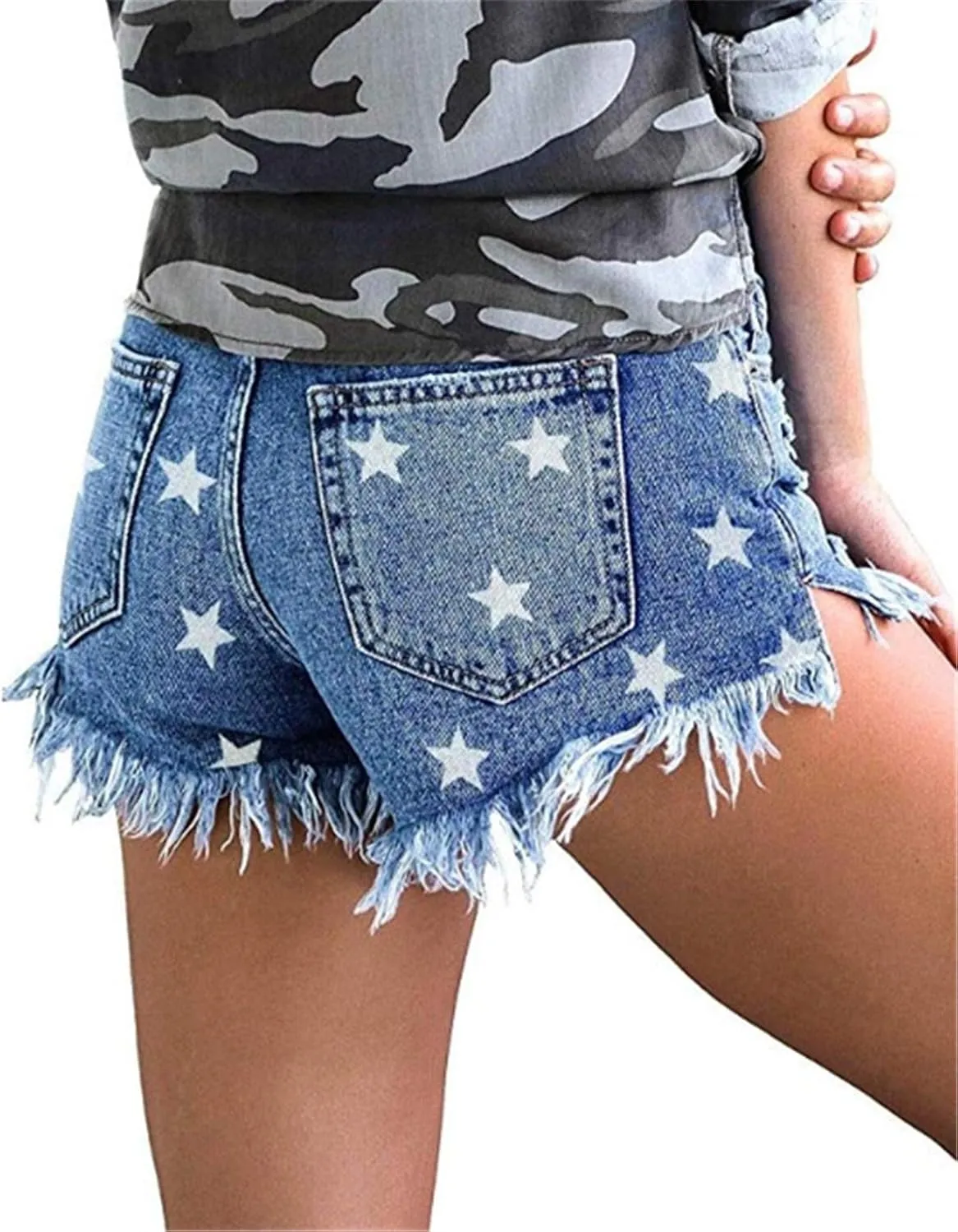 MODARANI Women's Cut Off Denim Jean Shorts Ripped Distressed