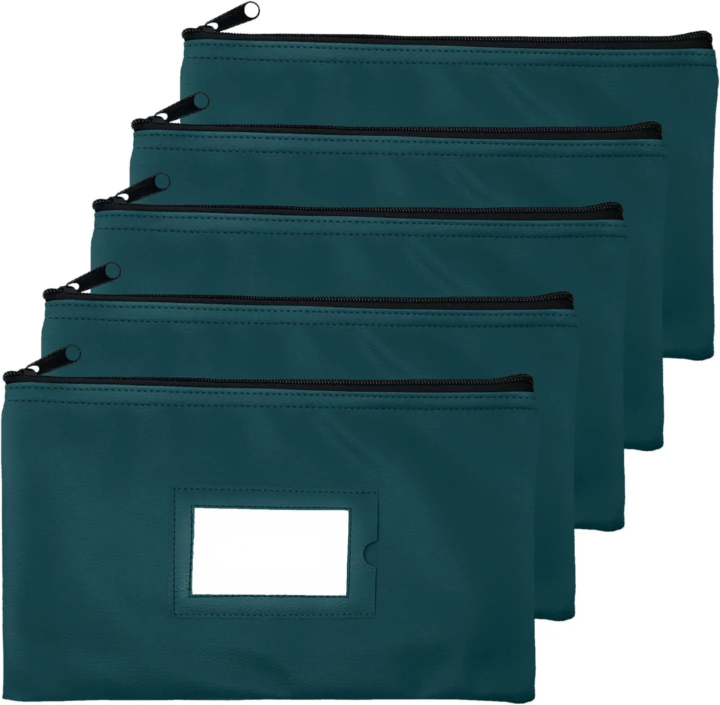 Money Bank Deposit Bag with Zipper | 11x6 inch | Green | Durable Leatherette Money Cash Coin Check Wallet Pouch for Men & Women with Framed ID Window and Blank Card | by GIDABRAND (5)