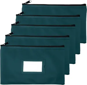 Money Bank Deposit Bag with Zipper | 11x6 inch | Green | Durable Leatherette Money Cash Coin Check Wallet Pouch for Men & Women with Framed ID Window and Blank Card | by GIDABRAND (5)