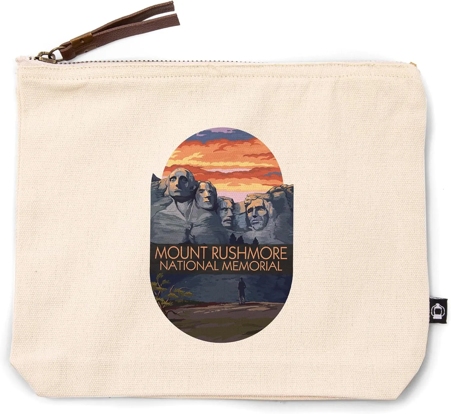 Mount Rushmore National Memorial, South Dakota, Painterly, Sunset View, 100% Cotton Zipper Pouch, Travel Accessory, Go Bag