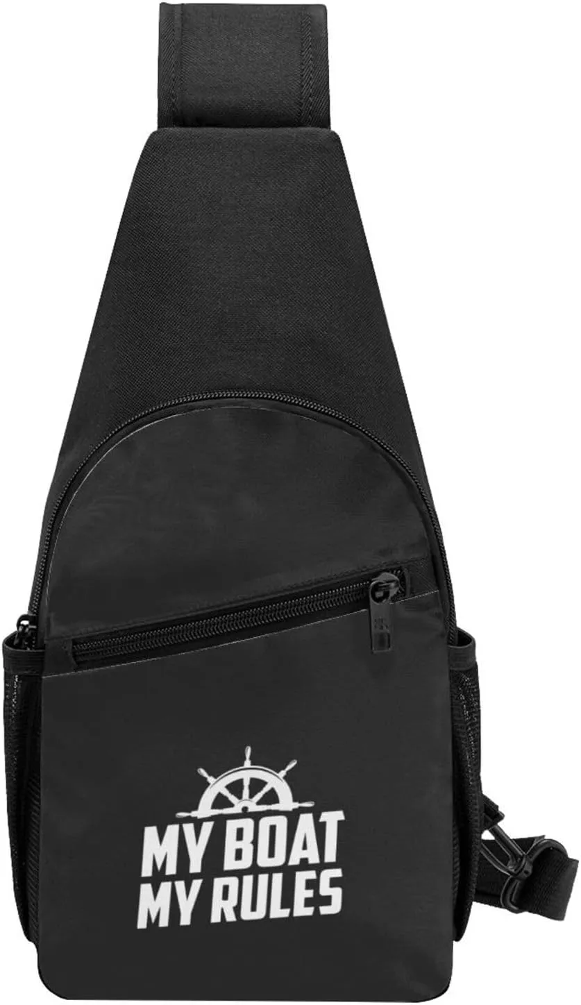 My Boat My Rules Unisex Chest Bag Lightweight Crossbody Shoulder Bag Travel Pocket