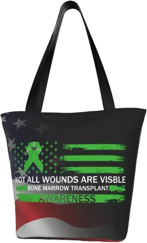Not All Wounds Are Visible Bone Marrow Transplant Awareness Fashion Shoulder Bag Large Capacity For Man Or Woman