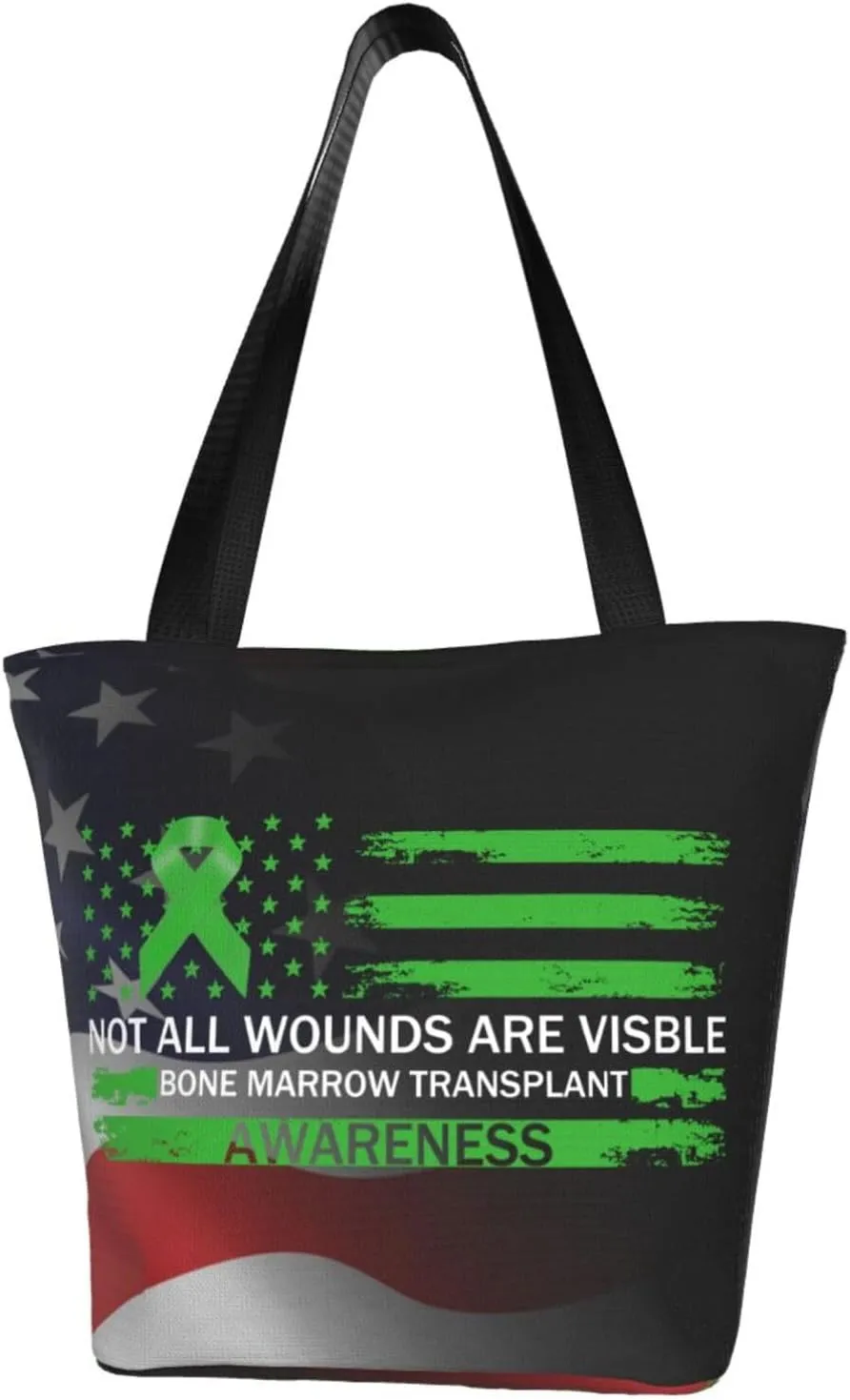 Not All Wounds Are Visible Bone Marrow Transplant Awareness Fashion Shoulder Bag Large Capacity For Man Or Woman
