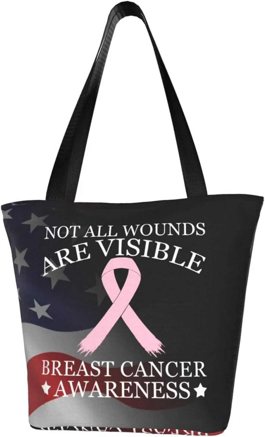 Not All Wounds Are Visible Breast Cancer Awareness Fashion Shoulder Bag Large Capacity For Man Or Woman