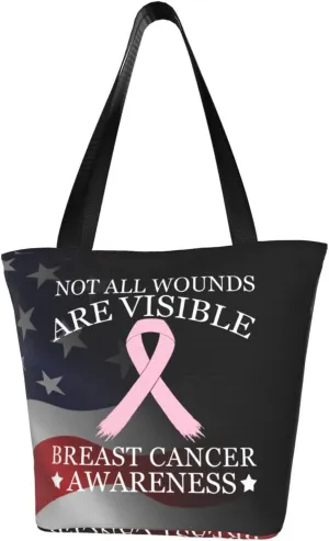 Not All Wounds Are Visible Breast Cancer Awareness Fashion Shoulder Bag Large Capacity For Man Or Woman