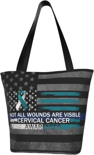 Not All Wounds Are Visible Cervical Cancer Awareness Fashion Shoulder Bag Large Capacity For Man Or Woman
