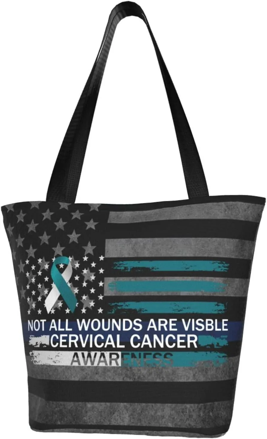 Not All Wounds Are Visible Cervical Cancer Awareness Fashion Shoulder Bag Large Capacity For Man Or Woman