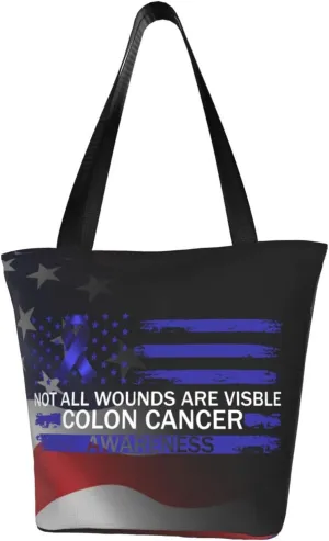 Not All Wounds Are Visible Colon Cancer Awareness Fashion Shoulder Bag Large Capacity For Man Or Woman