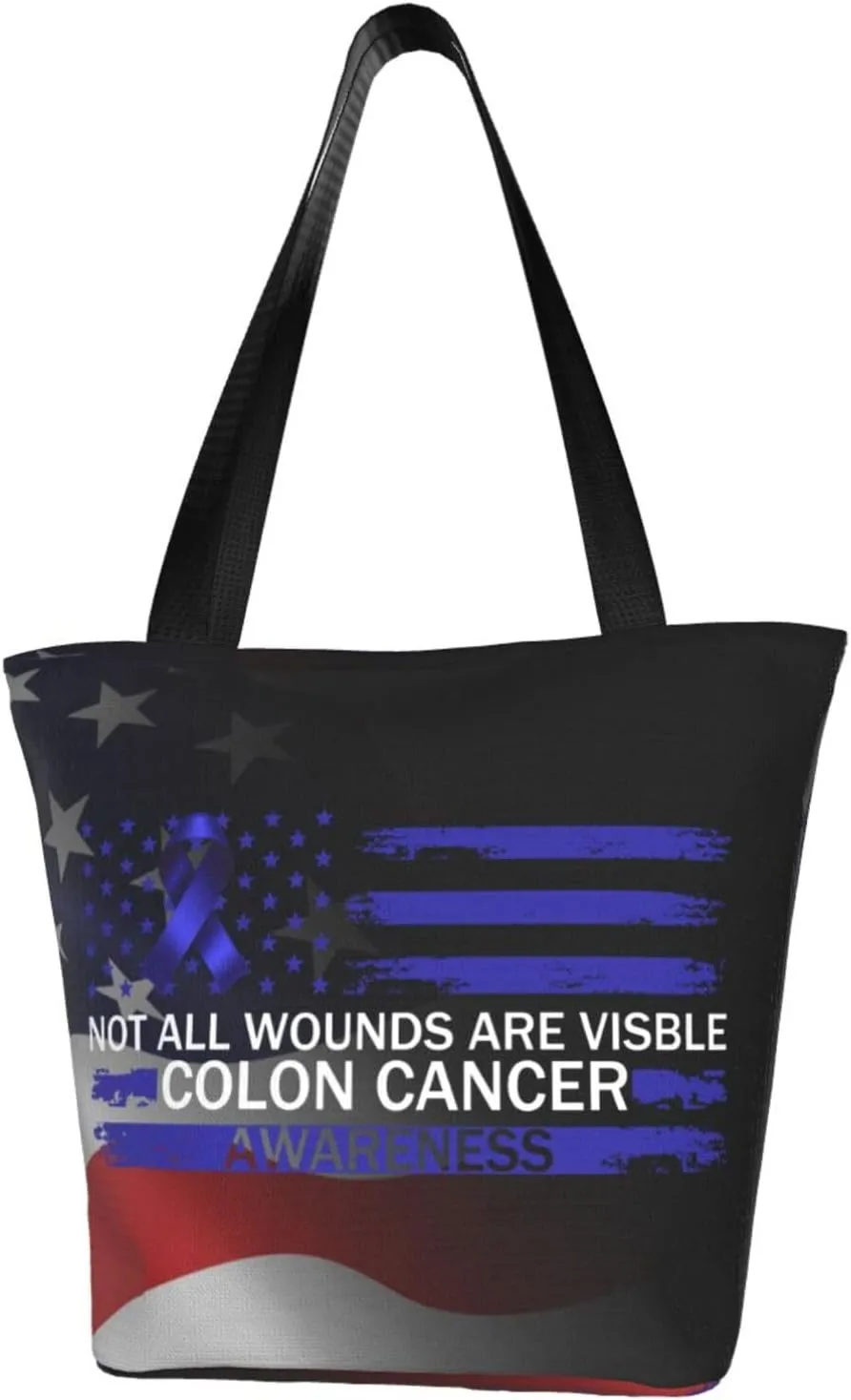 Not All Wounds Are Visible Colon Cancer Awareness Fashion Shoulder Bag Large Capacity For Man Or Woman