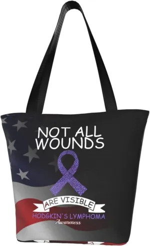 Not All Wounds Are Visible Hodgkin'S Lymphoma Awareness Fashion Shoulder Bag Large Capacity For Man Or Woman