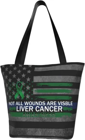 Not All Wounds Are Visible Liver Cancer Awareness Fashion Shoulder Bag Large Capacity For Man Or Woman
