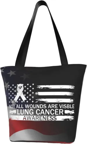 Not All Wounds Are Visible Lung Cancer Awareness Fashion Shoulder Bag Large Capacity For Man Or Woman