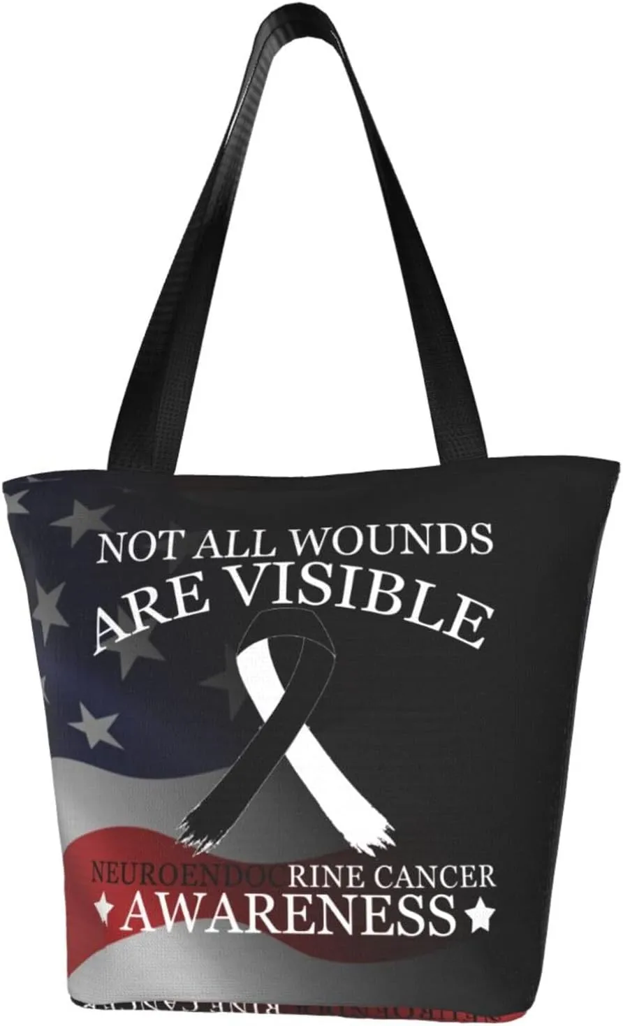 Not All Wounds Are Visible Neuroendocrine Cancer Awareness Fashion Shoulder Bag Large Capacity For Man Or Woman