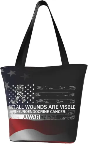 Not All Wounds Are Visible Neuroendocrine Cancer Awareness Fashion Shoulder Bag Large Capacity For Man Or Woman