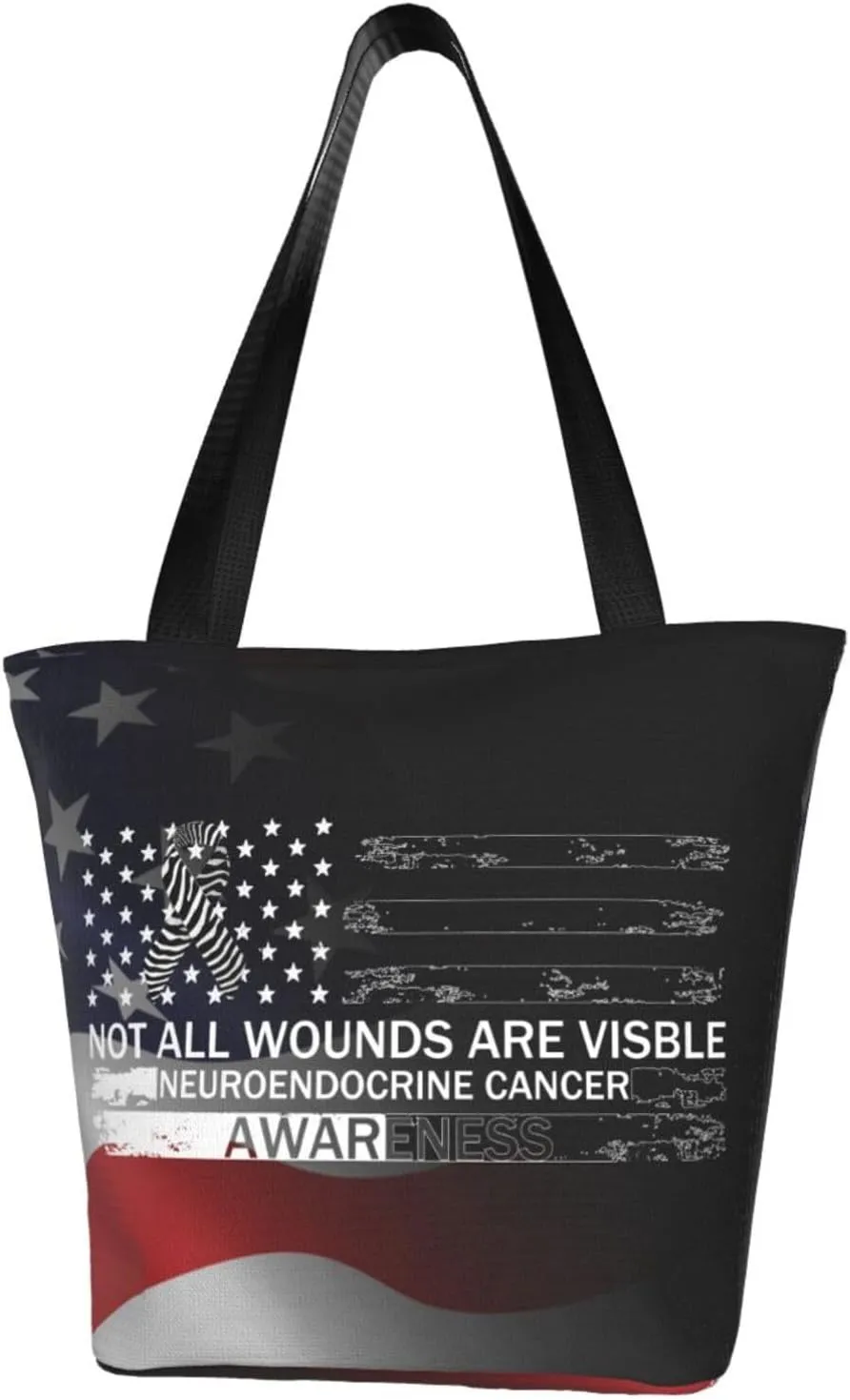 Not All Wounds Are Visible Neuroendocrine Cancer Awareness Fashion Shoulder Bag Large Capacity For Man Or Woman