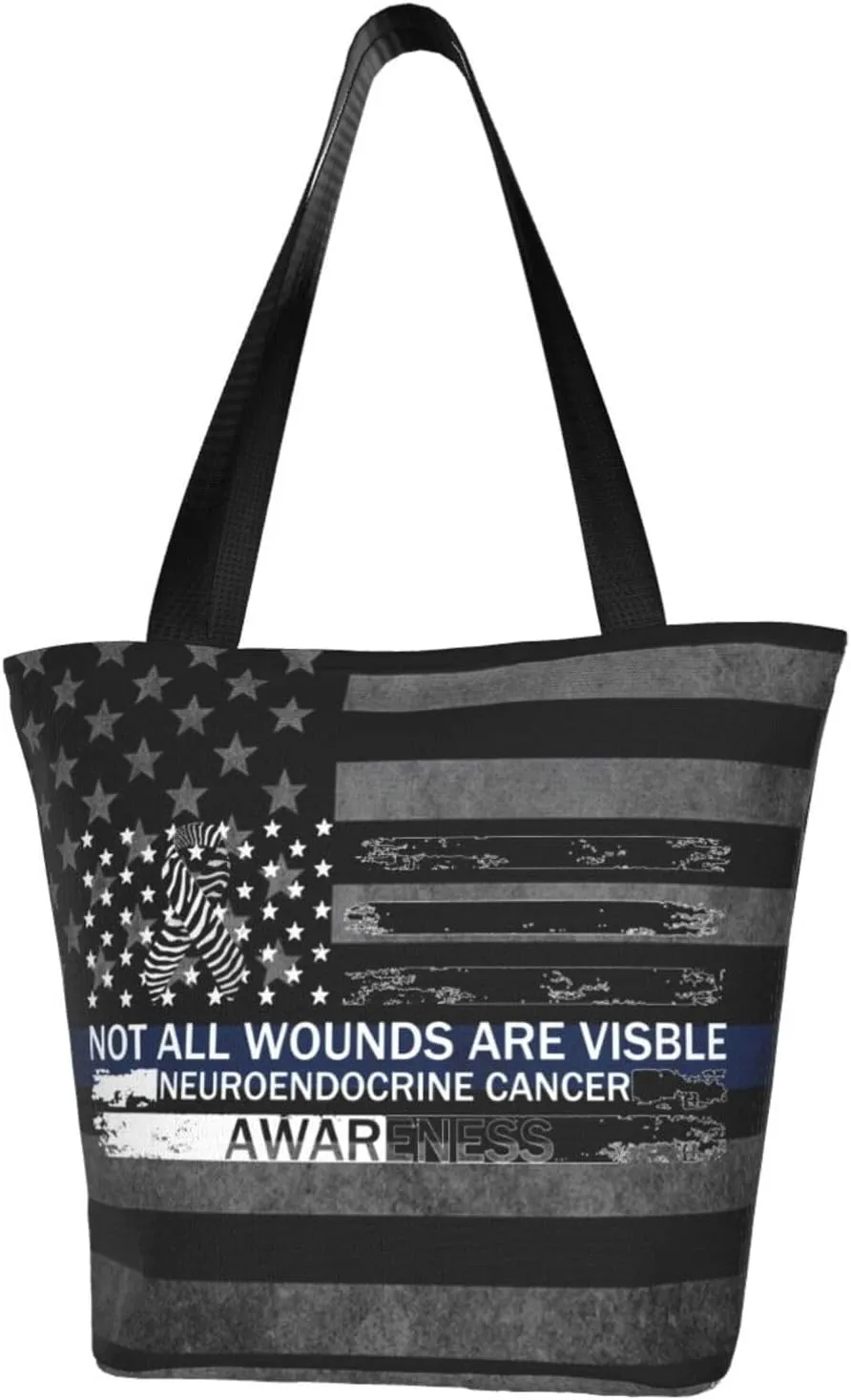 Not All Wounds Are Visible Neuroendocrine Cancer Awareness Fashion Shoulder Bag Large Capacity For Man Or Woman
