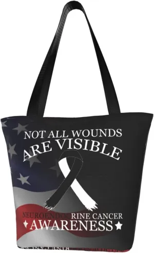 Not All Wounds Are Visible Neuroendocrine Cancer Awareness Fashion Shoulder Bag Large Capacity For Man Or Woman
