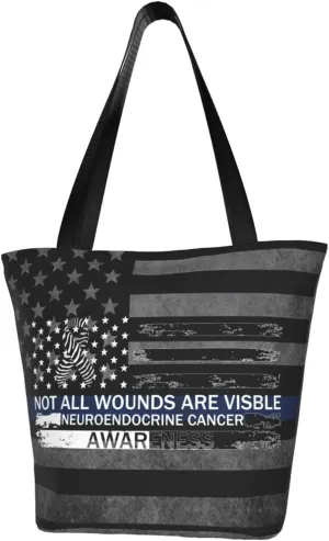 Not All Wounds Are Visible Neuroendocrine Cancer Awareness Fashion Shoulder Bag Large Capacity For Man Or Woman