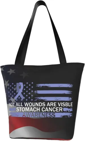 Not All Wounds Are Visible Stomach Cancer Awareness Fashion Shoulder Bag Large Capacity For Man Or Woman