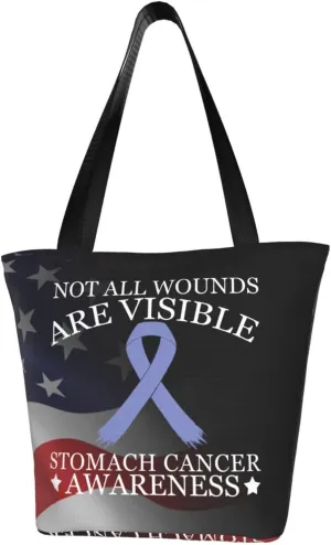 Not All Wounds Are Visible Stomach Cancer Awareness Fashion Shoulder Bag Large Capacity For Man Or Woman