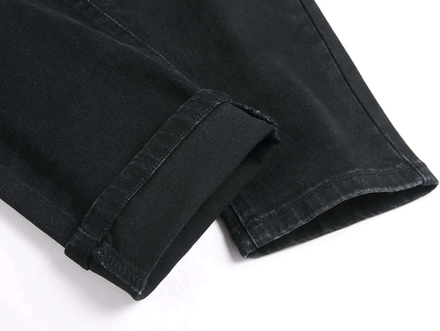 OIIIO Men's Patch Ripped Stretch Regular Fit Jean