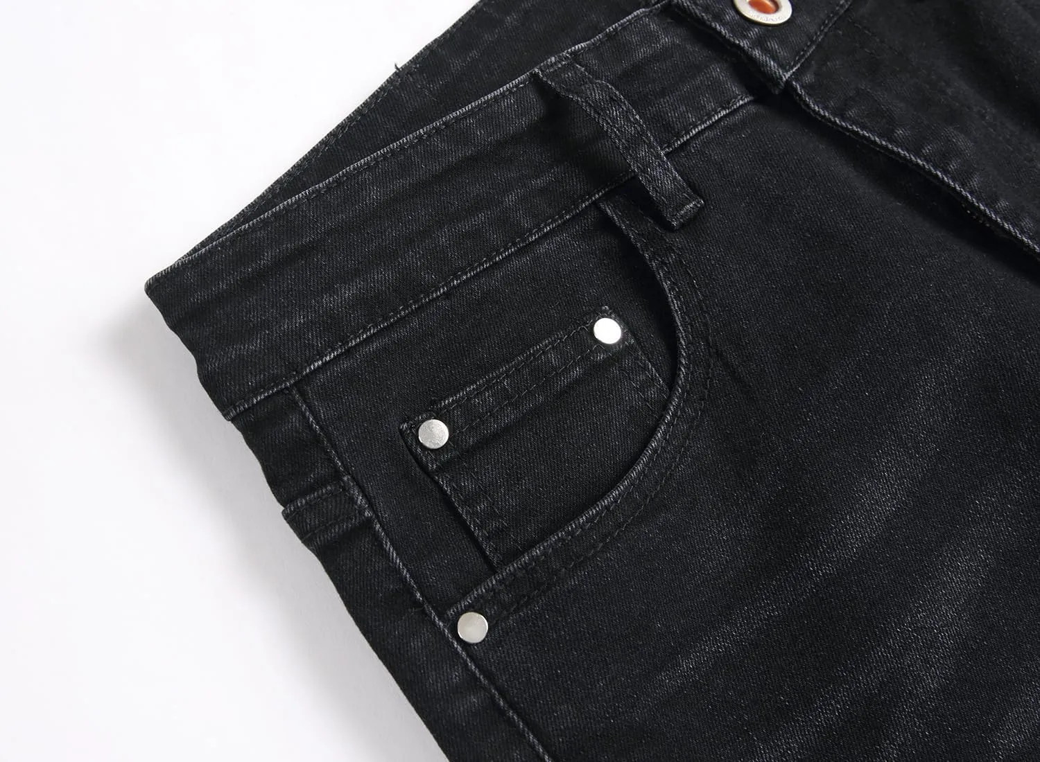 OIIIO Men's Patch Ripped Stretch Regular Fit Jean