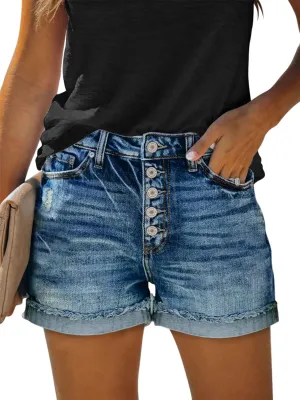 onlypuff Women's Denim Jean Short Ripped High Waist Cut Off