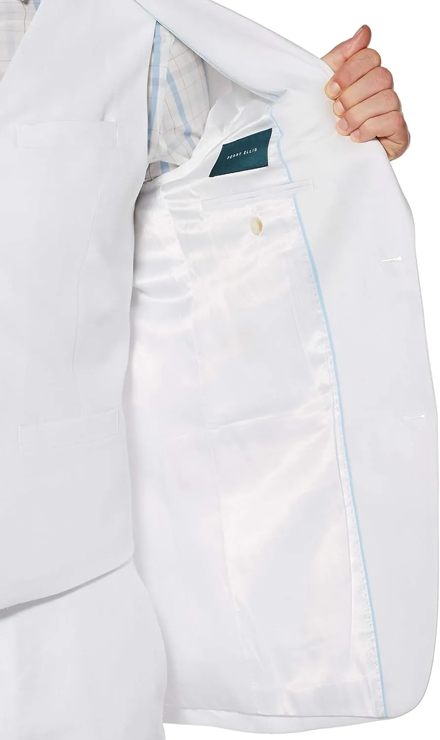 Perry Ellis Men's Regular Fit Linen-Blend Suit Jacket with Chest Pocket