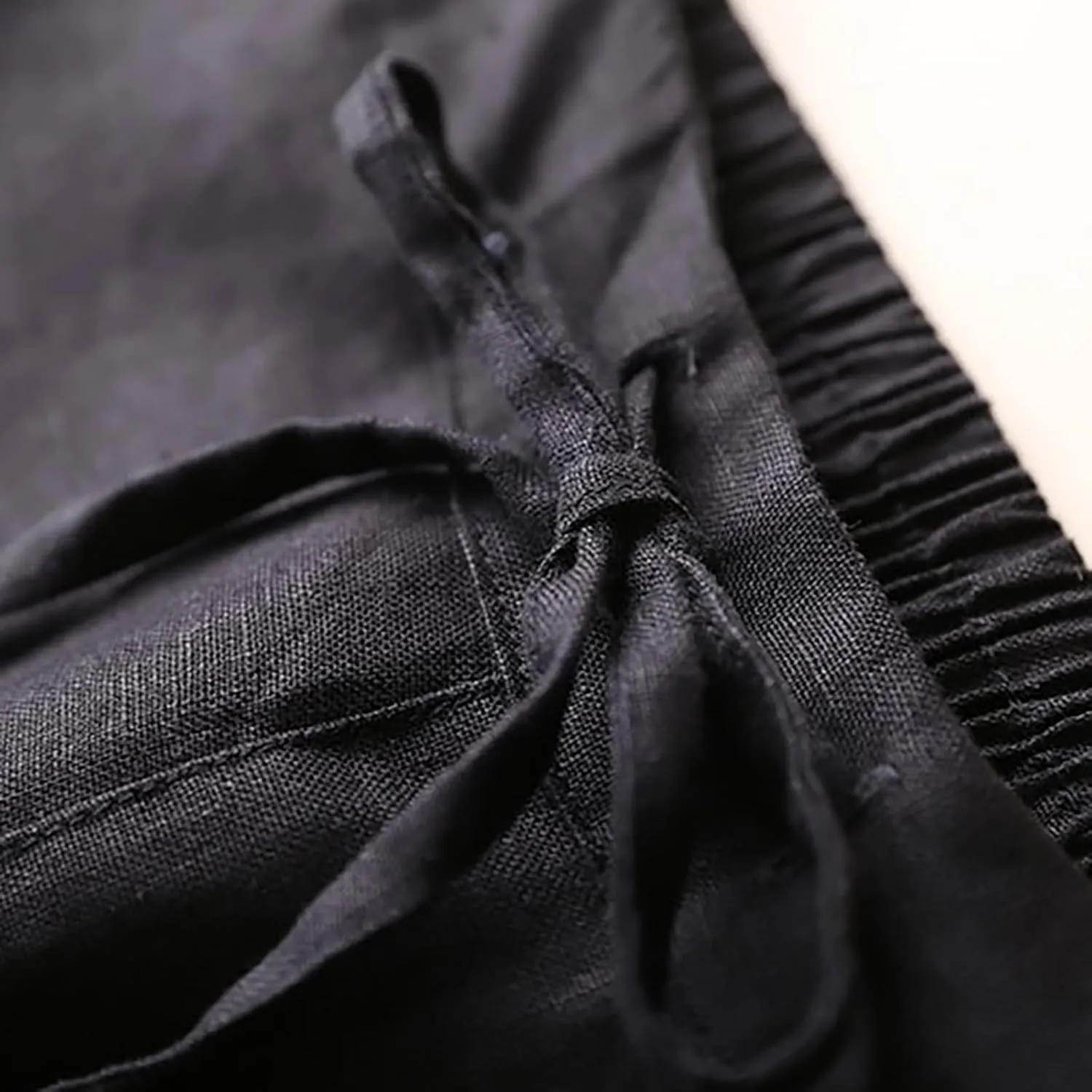 Plus Size Linen Pants Striped Linen Pants High Waist Loose Slit Cropped Pants with Pockets Linen Outfit Women Summer