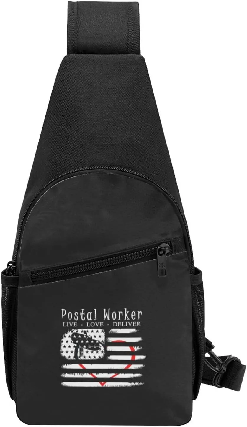 Postal Worker Live, Love, Deliver Unisex Chest Bag Lightweight Crossbody Shoulder Bag Travel Pocket