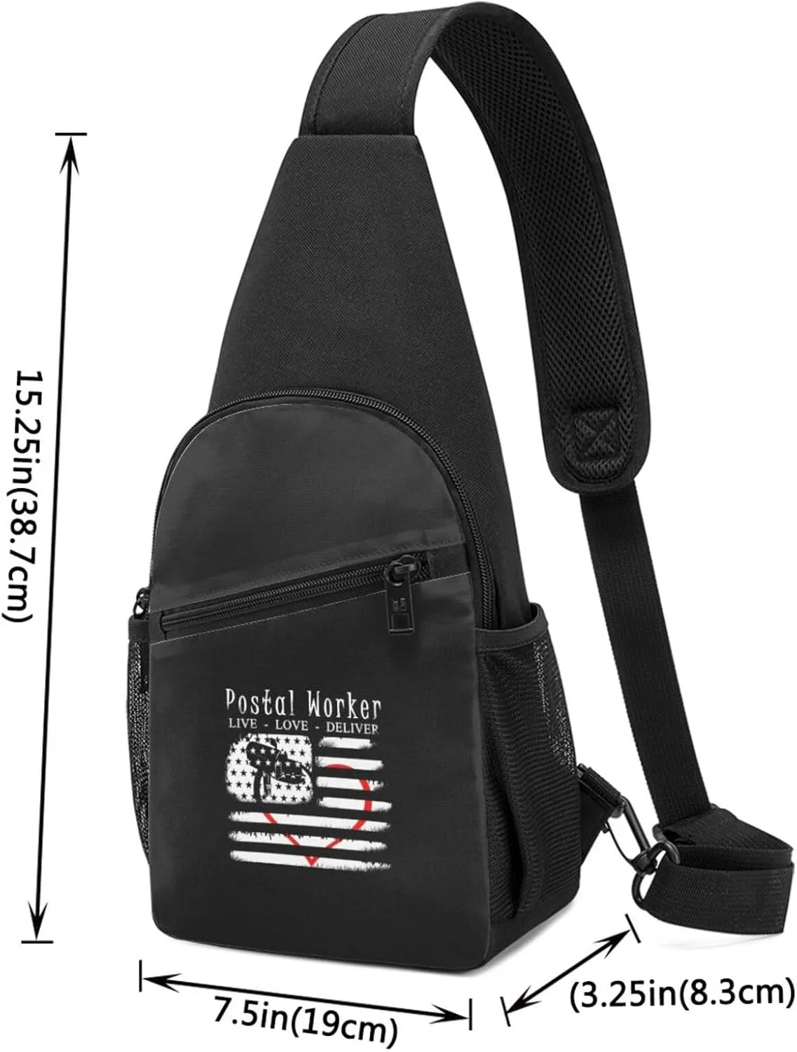 Postal Worker Live, Love, Deliver Unisex Chest Bag Lightweight Crossbody Shoulder Bag Travel Pocket