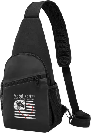Postal Worker Live, Love, Deliver Unisex Chest Bag Lightweight Crossbody Shoulder Bag Travel Pocket