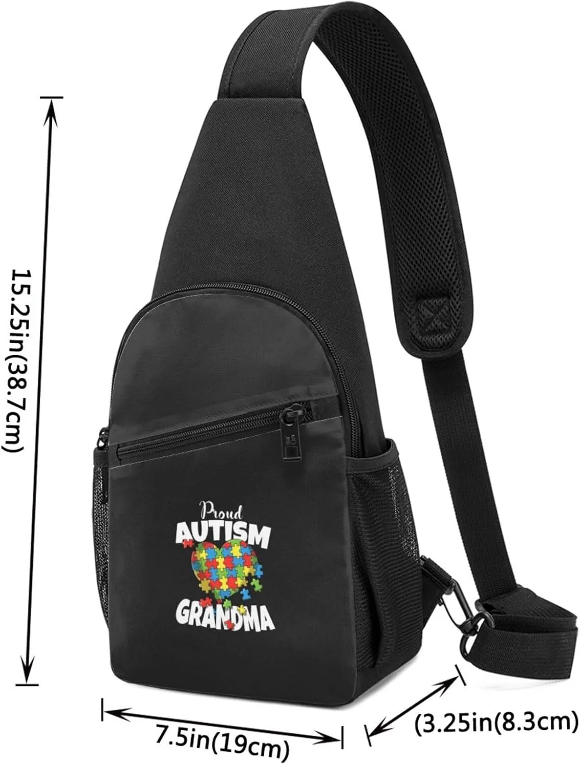 Proud Autism Grandma Unisex Chest Bag Lightweight Crossbody Shoulder Bag Travel Pocket