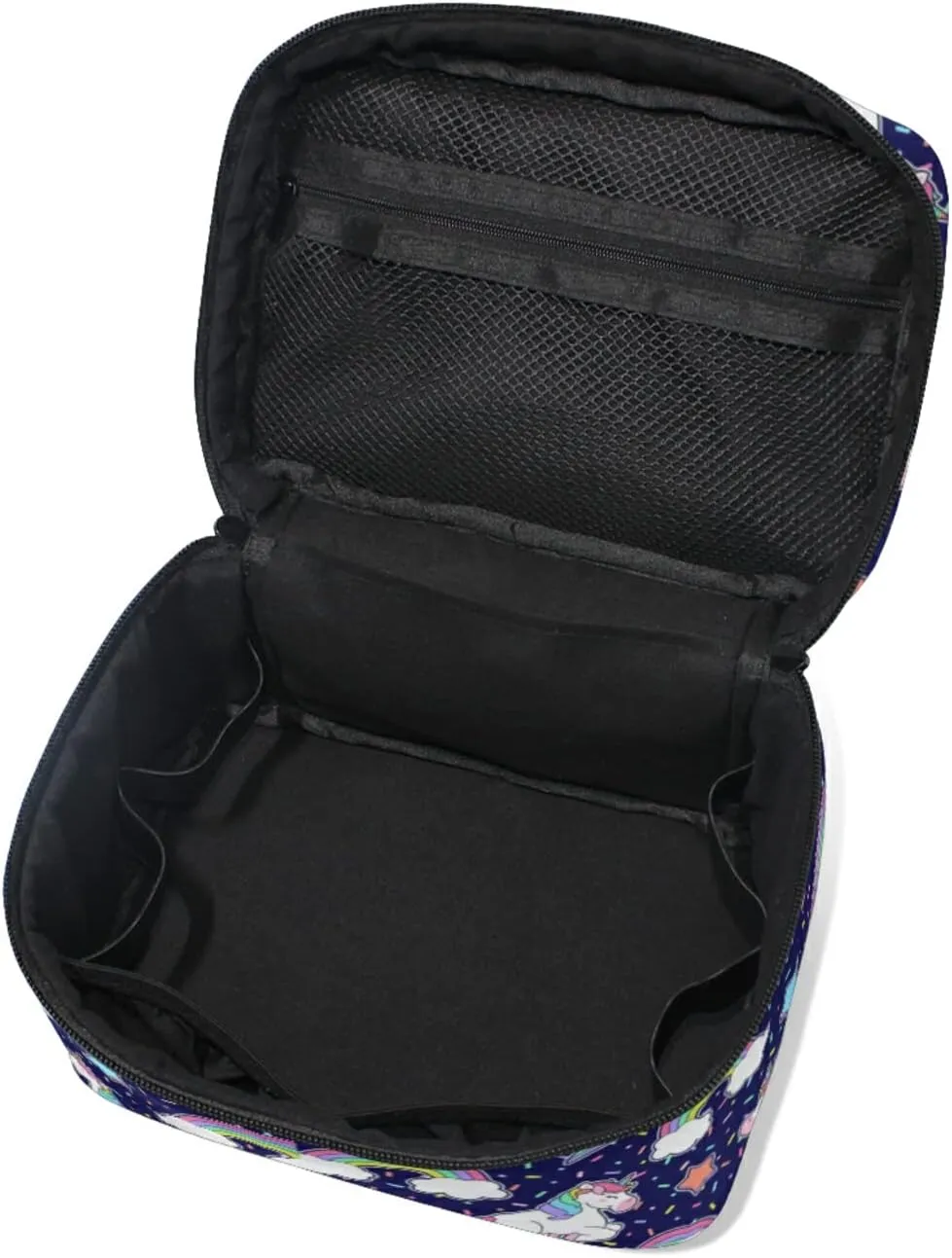 Purple Unicorn, Rainbow, Star, Thunder Seamless with Sprinkles Beauty Cosmetic with Zipper Brush Portable Storage Bag, Fashion printing Toiletry, Durable Travel Organizer Tote Unisex Gifts