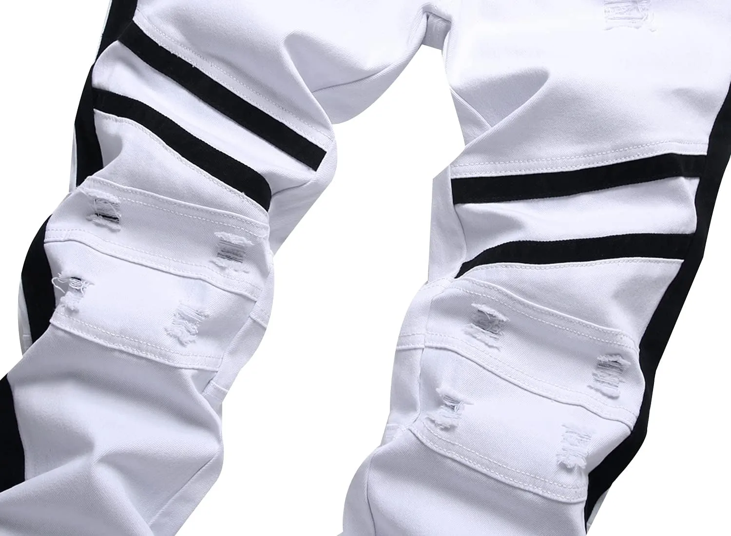 QIMYUM Men's Slim Fit Jeans Ripped Skinny Jeans for Men, Fashion Biker Jeans Stretch Moto Cargo Denim Pants