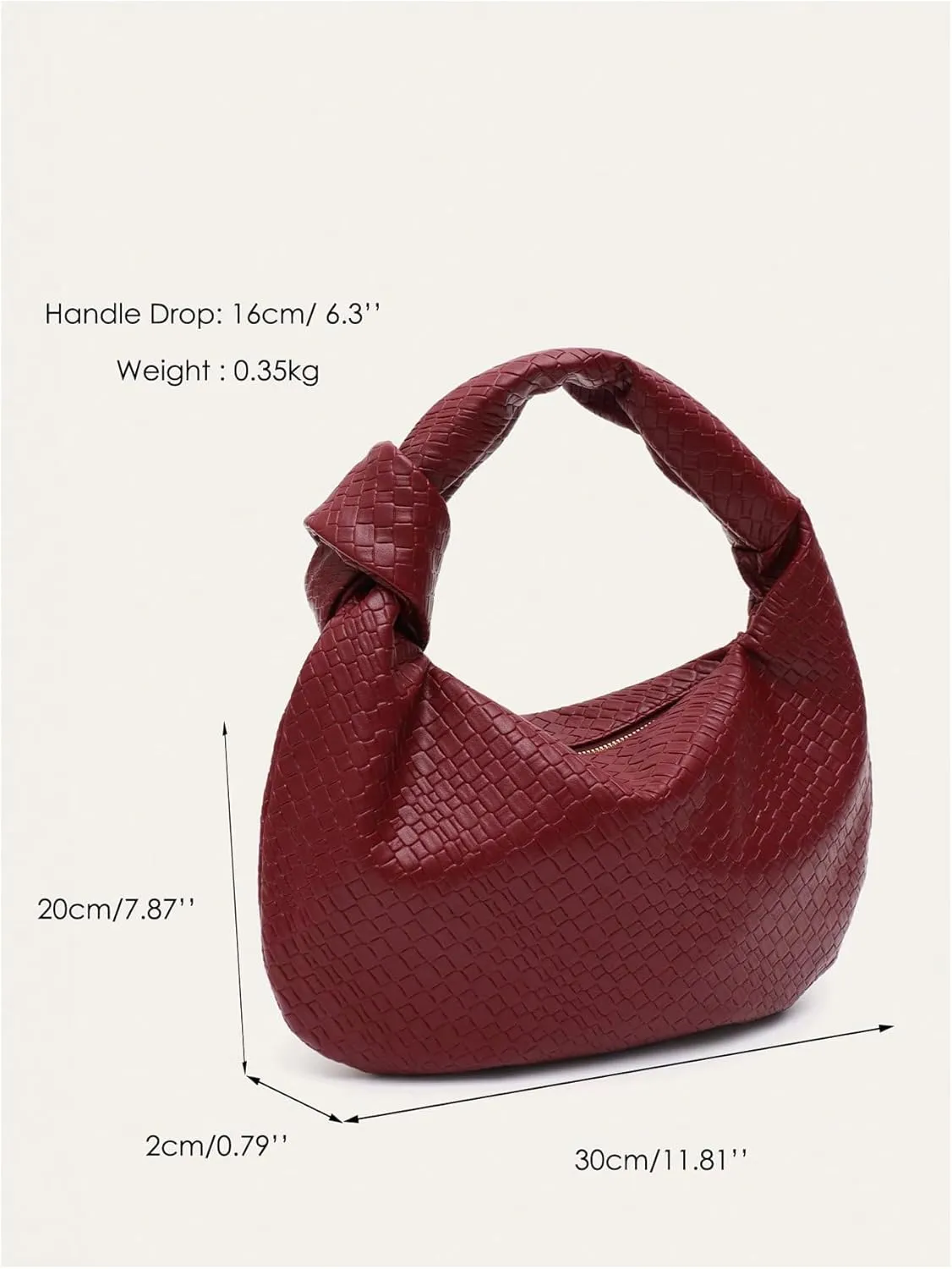QWINEE Women's Woven Shoulder Bag Retro Vintage Zipper Faux Leather Small Underarm Purse with Knotted Strap
