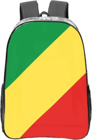 Republic Of Congo Transparent Backpack-16-Inch Pvc Clear Backpack With Side Pockets,Black