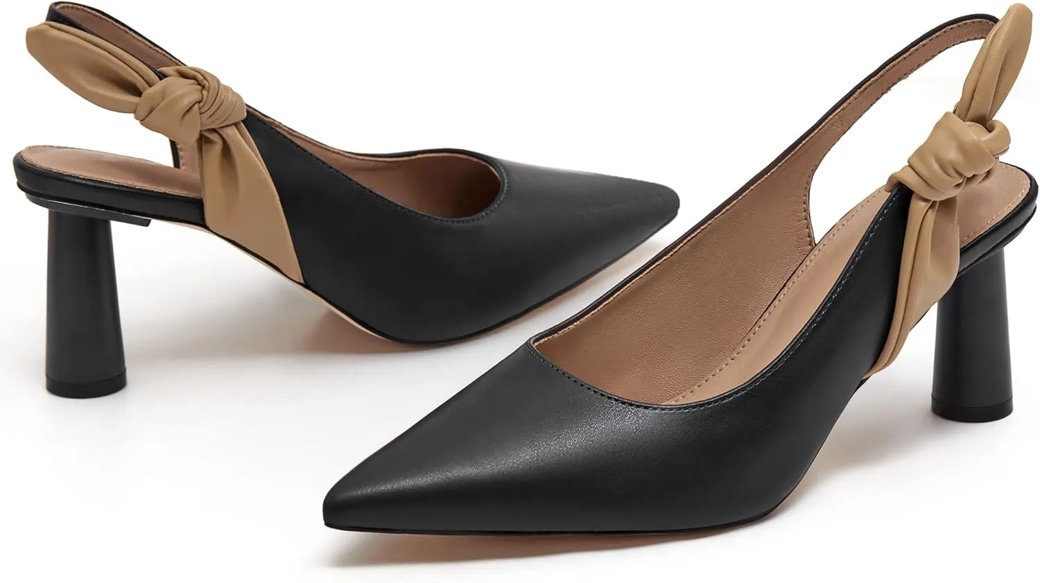 Rilista Women's Slingback Closed Pointed Toe Heels Bowknot Slip On Weding Party Dress Pumps